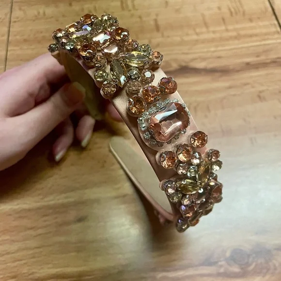 Peach Rhinestone Embellished Headband - Picture 3 of 6
